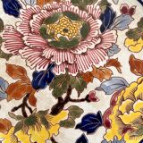 Gien earthenware plate with peony decoration