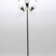 Stilnovo Mid-Century Modern Italian Brass and Opaline Glass Floor Lamp, 50