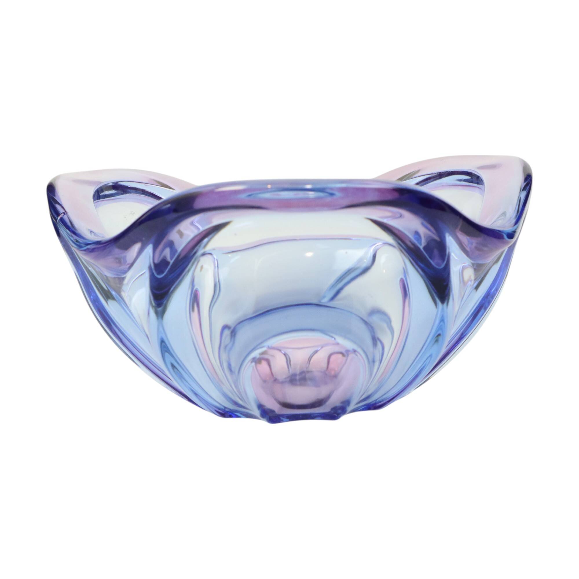 Vintage Murano Bowl Fruit Bowl Blue Purple Glass Sixties