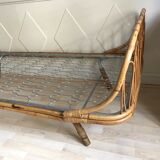 Bed bench into rattan vintage 1960