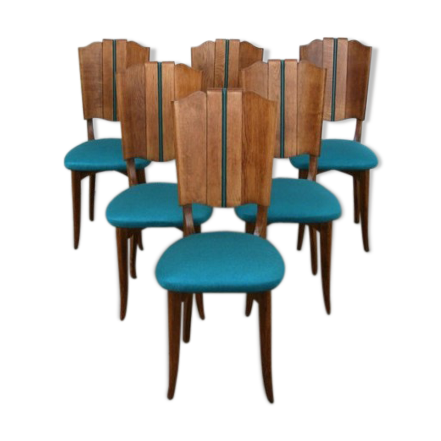 Lot of 6 vintage chairs turquoise