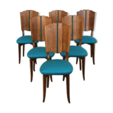 Lot of 6 vintage chairs turquoise