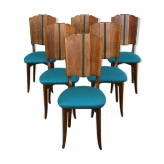 Lot of 6 vintage chairs turquoise