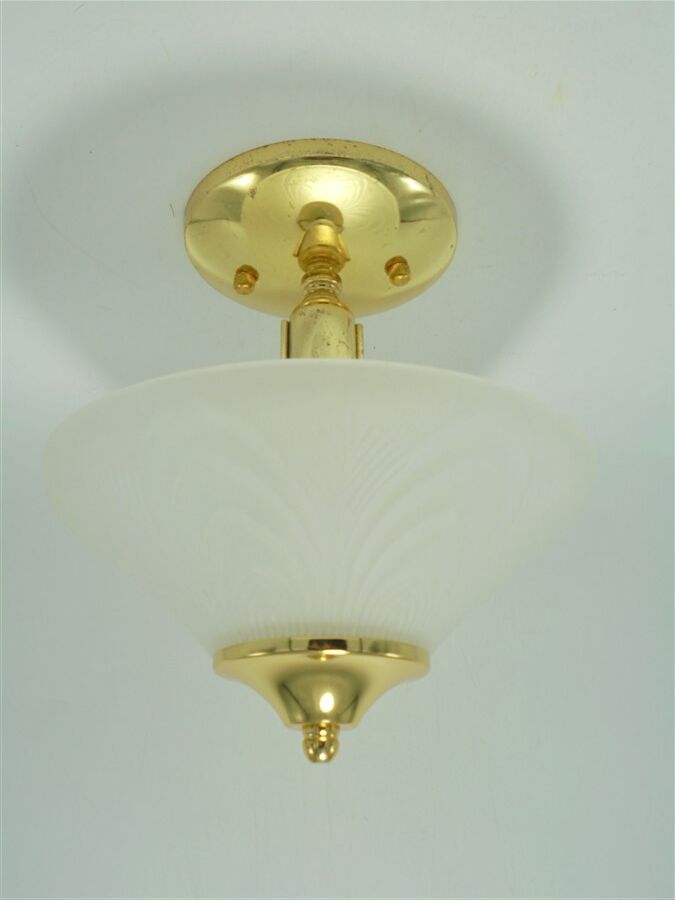 Glass and gilded metal ceiling lamp