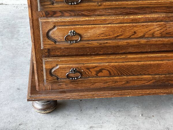 Commode vintage en chêne et placage à 4 tiroirs
