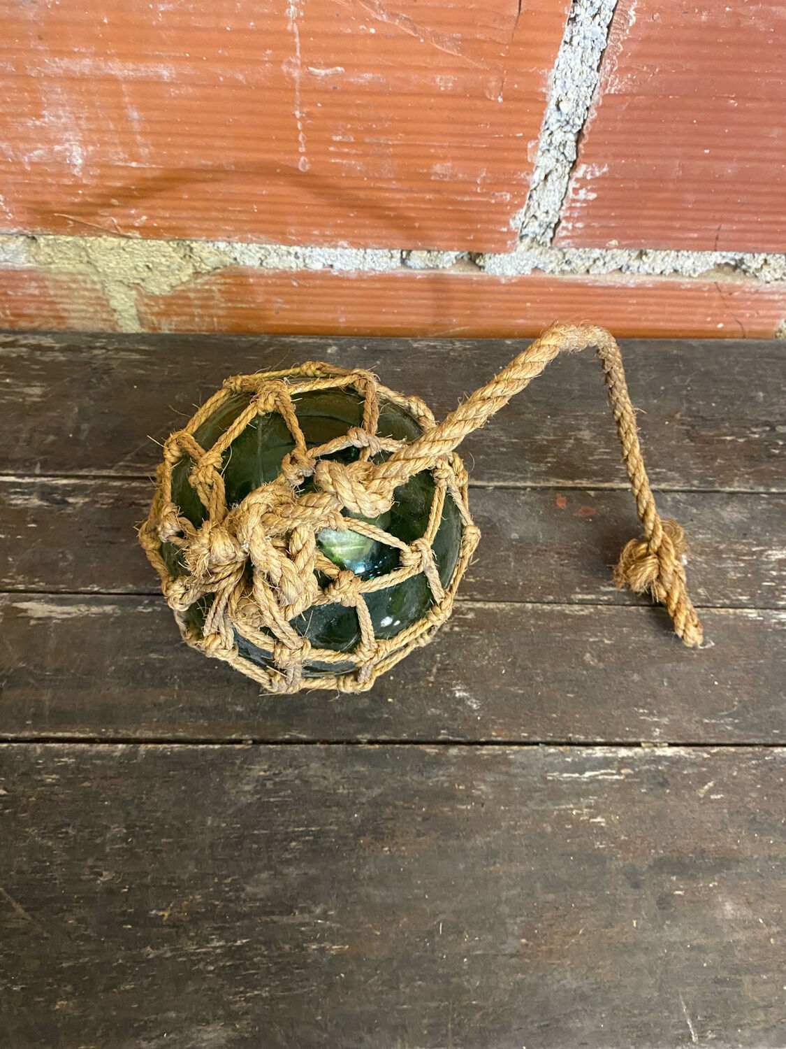 Old Float Ball. Marine Decor. Green Glass Ball. Ball a