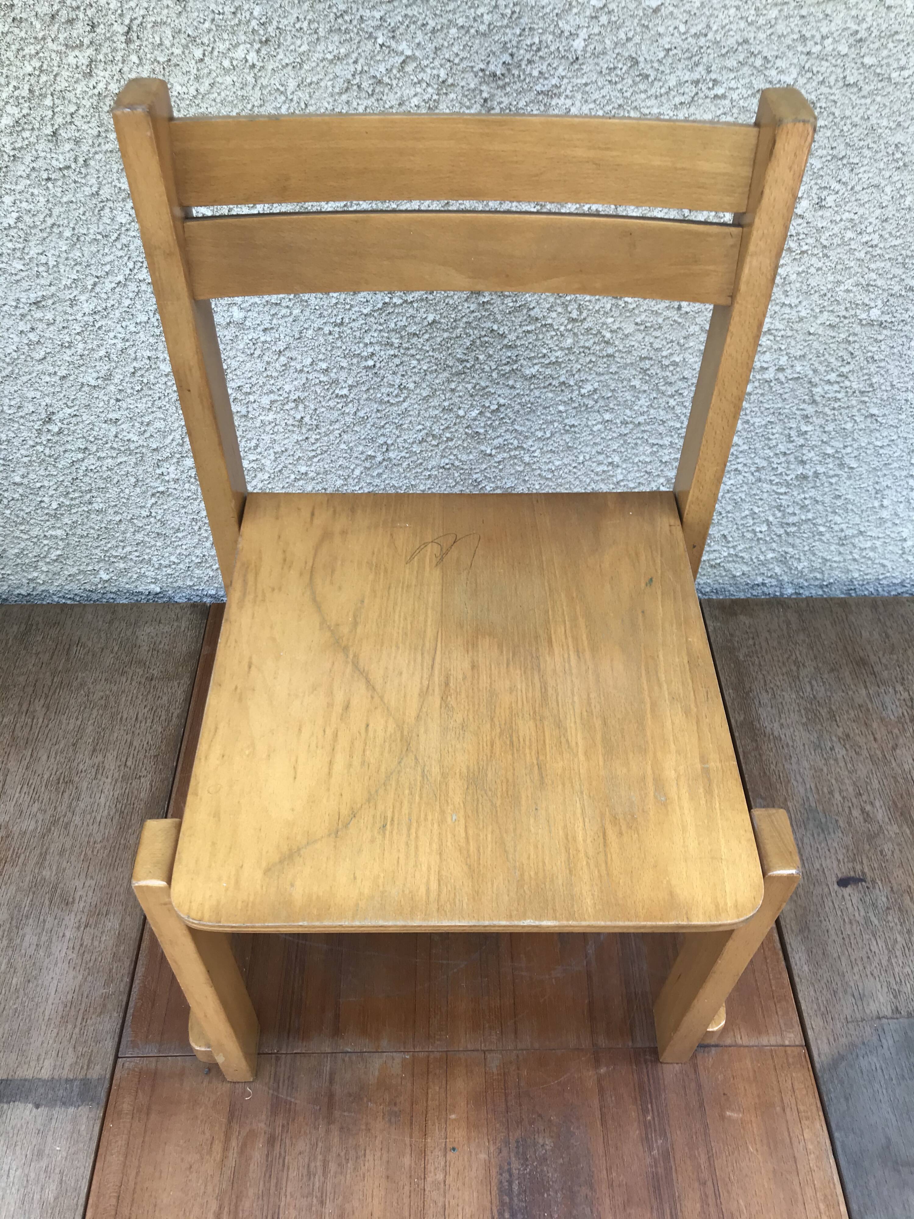 Old vintage wood child chair
