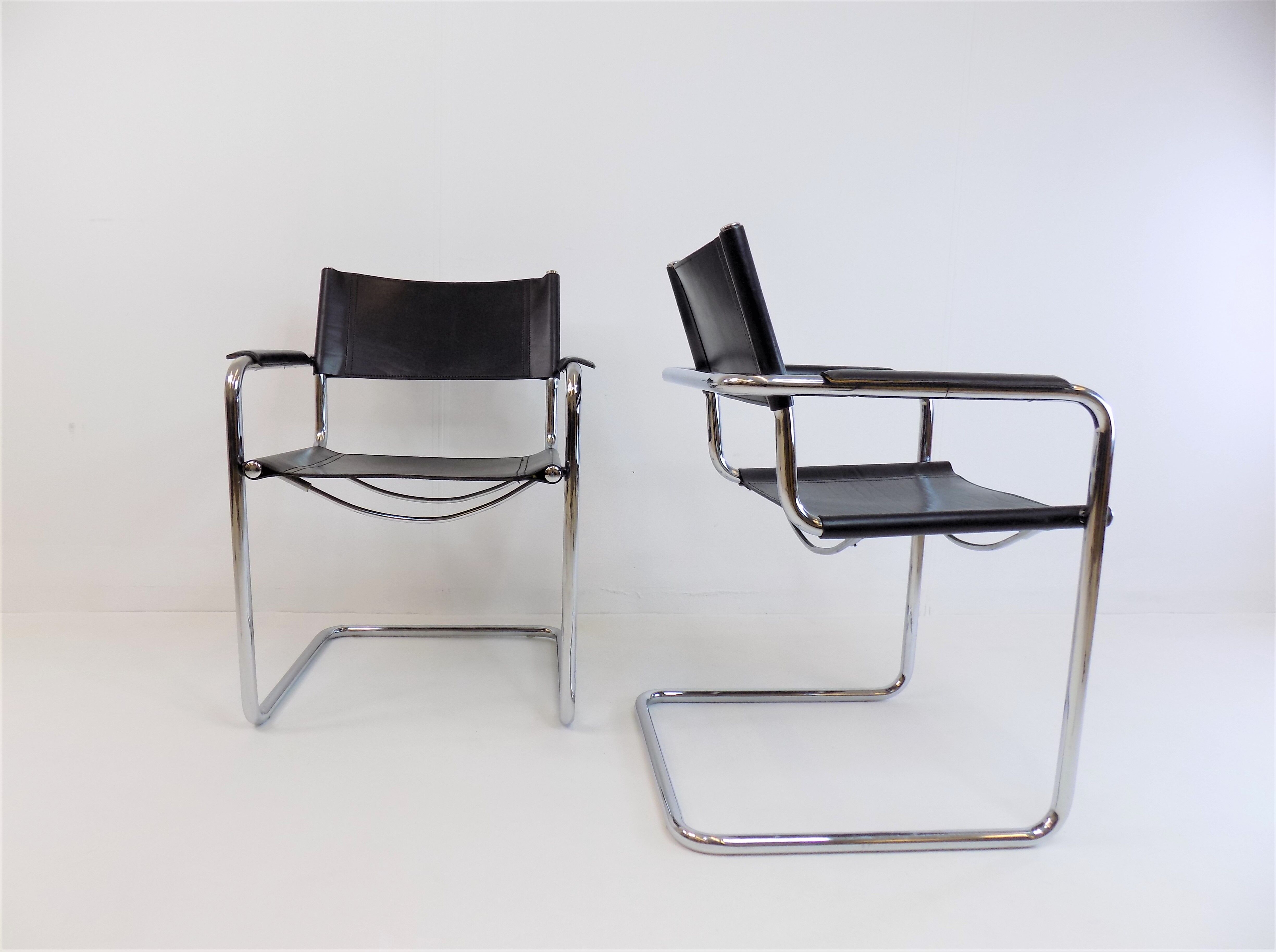 Matteo grassi mg5 set of 2 leather cantilever chairs
