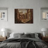 Antique Italian painting from the 18th century, Architectural Capriccio