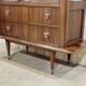 60s showcase in rosewood, mahogany and leather handles