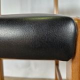 Ensemble de quatre chaises en hêtre et cuir