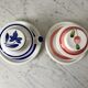 Duo of tea cups / herbal teas Sarreguemines colorful 50s