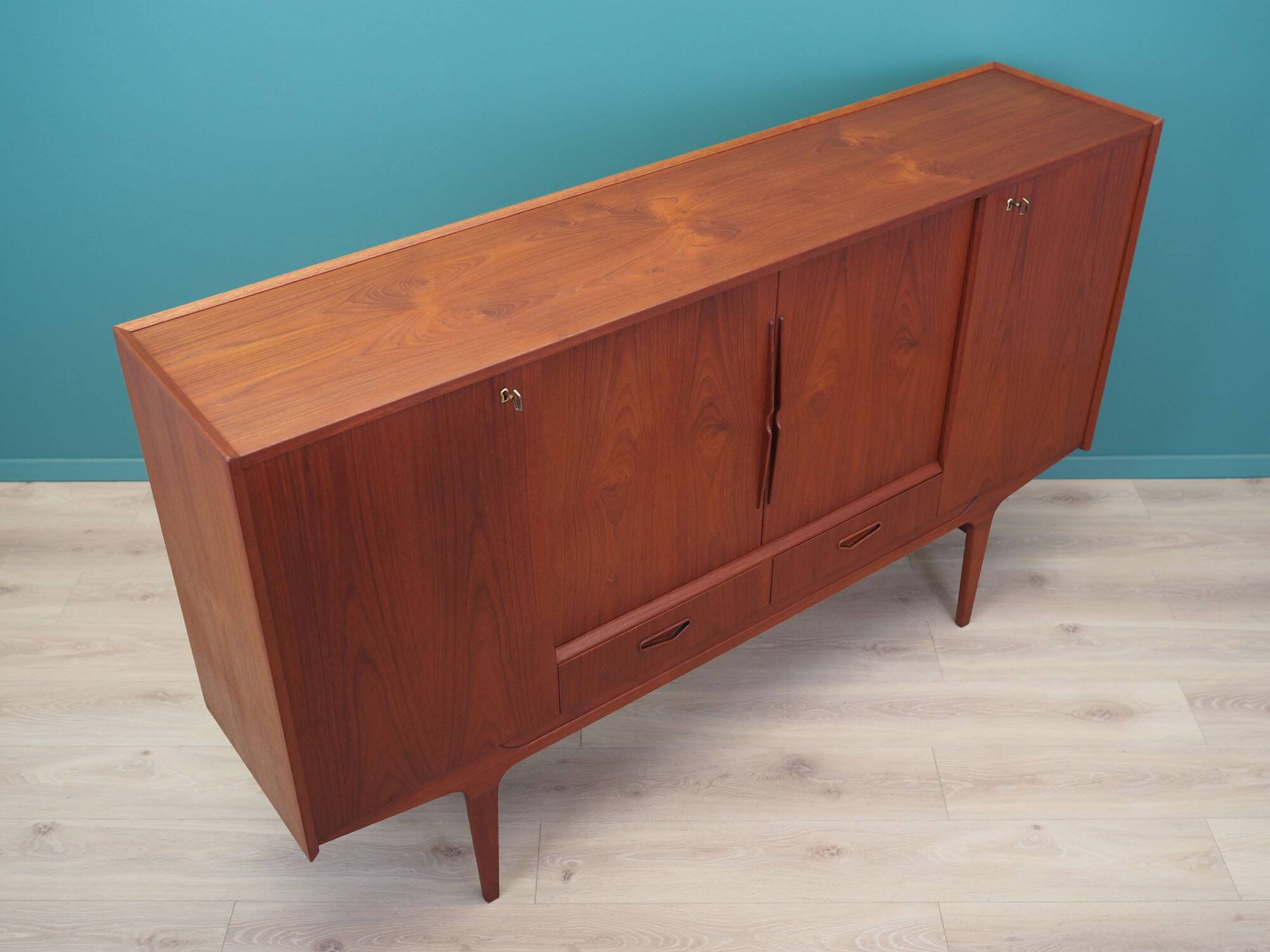 Teak highboard, Danish design, 1960s, production: Denmark