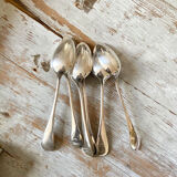 Series of 6 large silver metal spoons