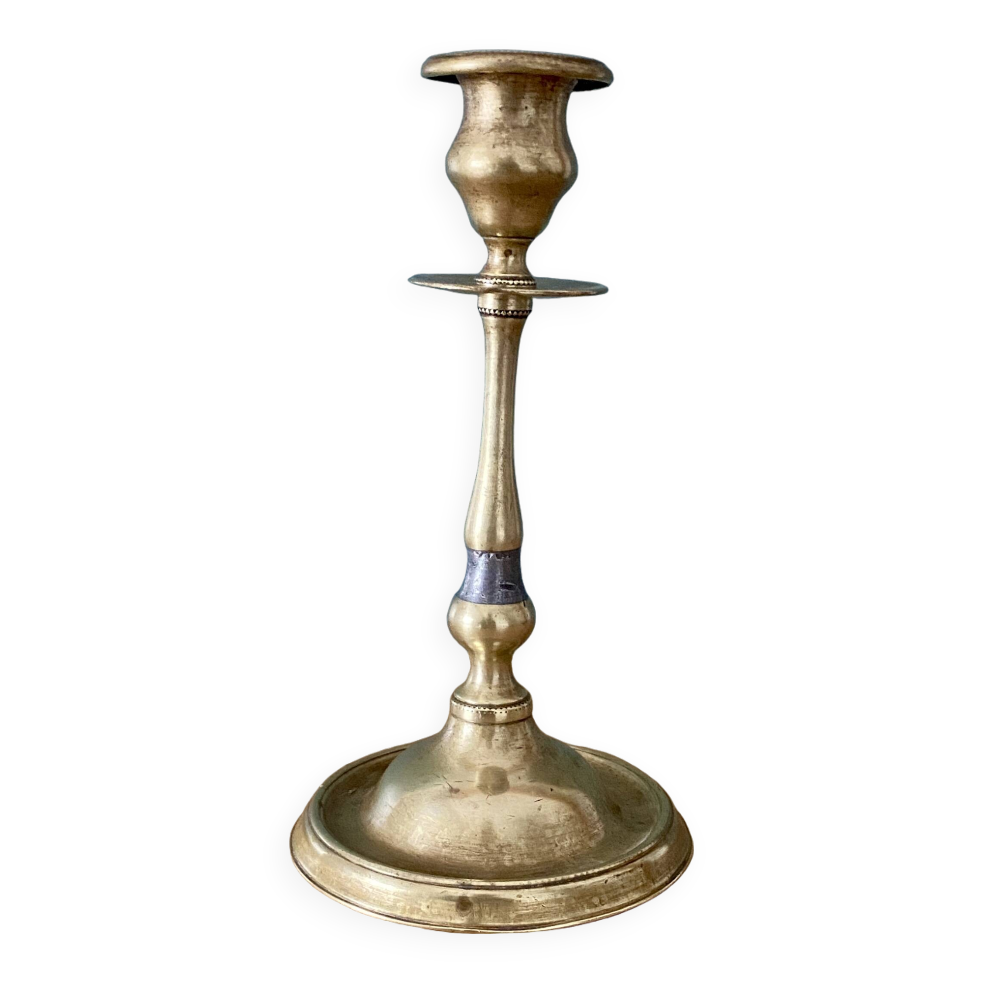 Antique brass candlestick holder