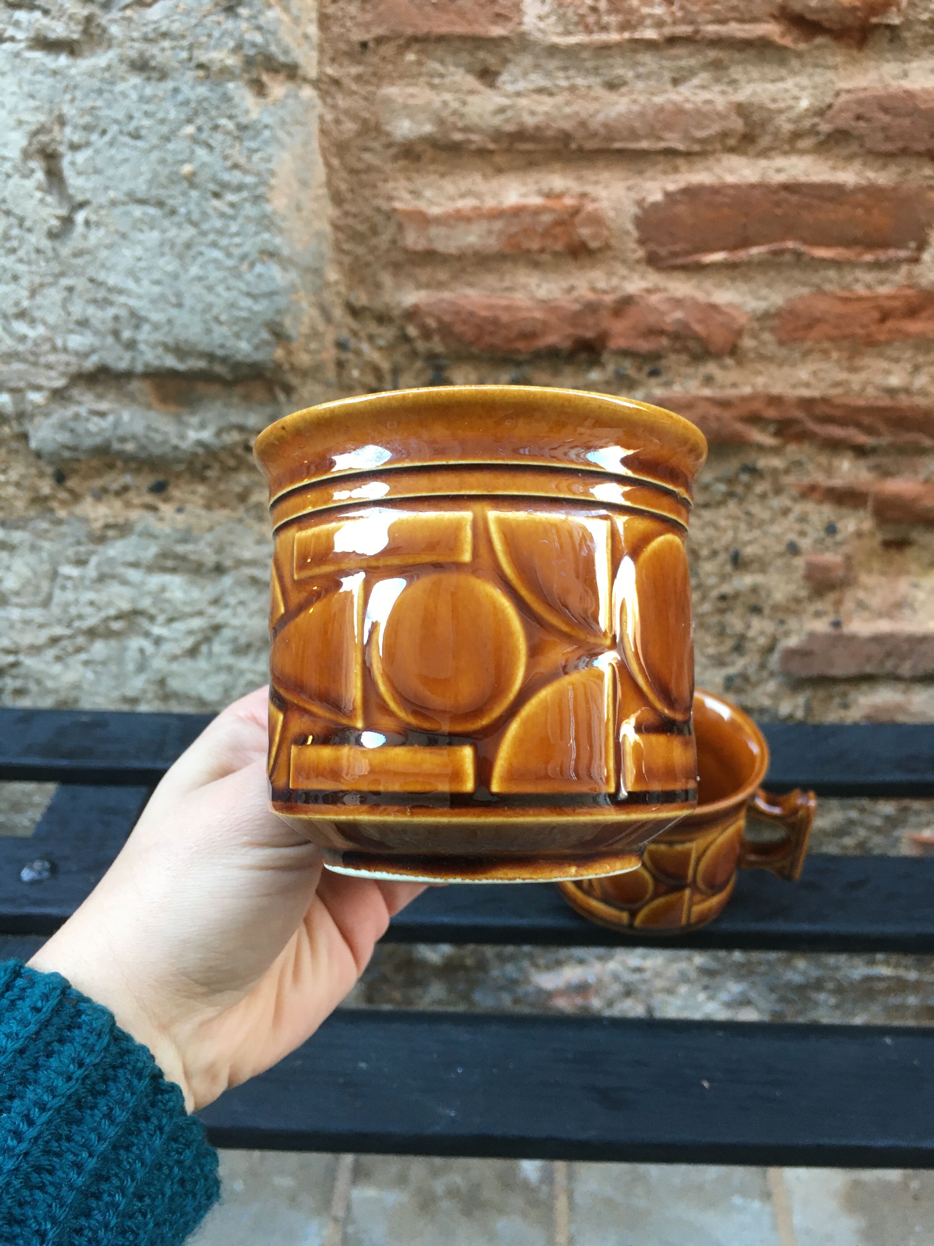 Two brown coffee cups