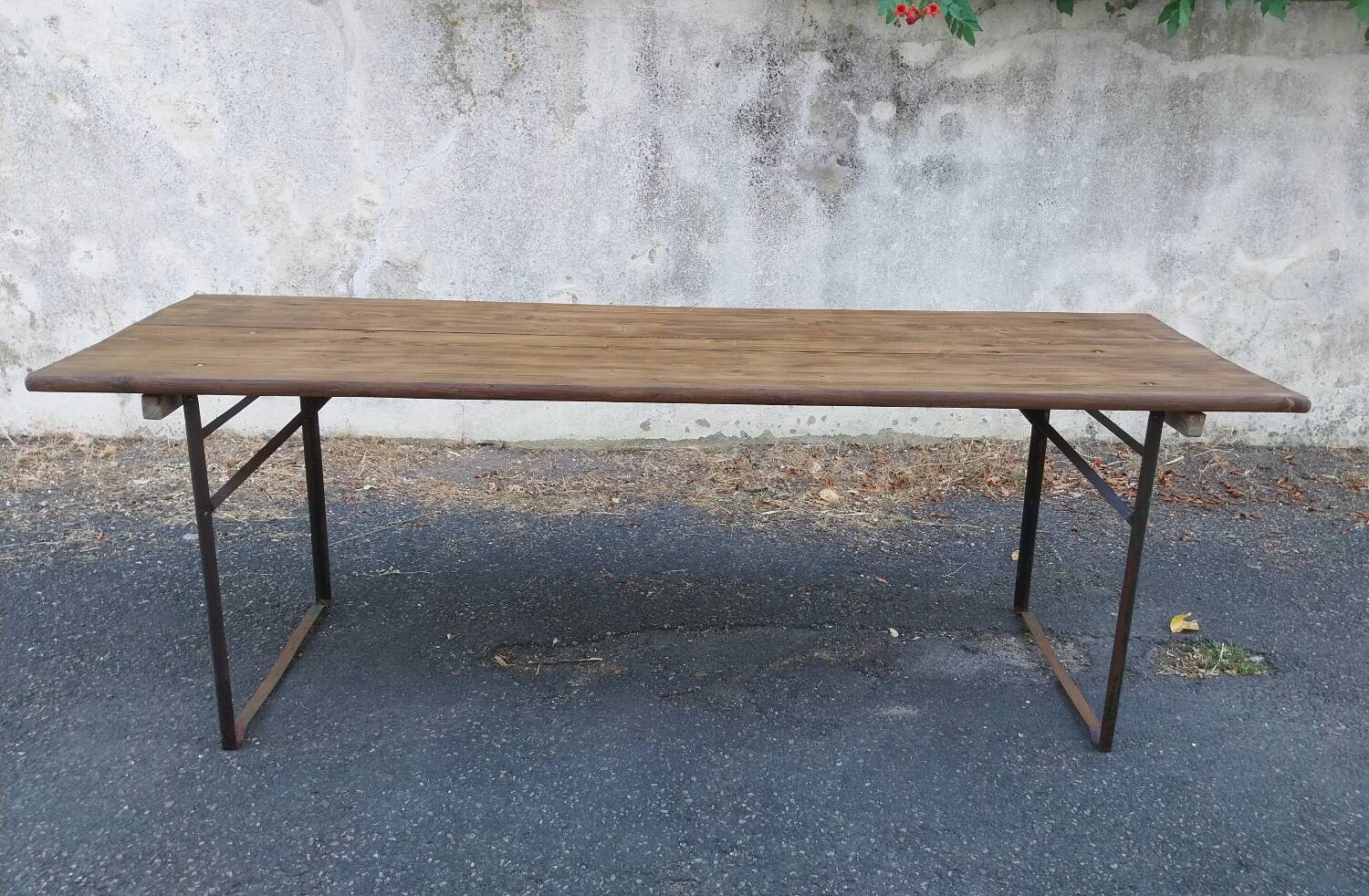 Folding wooden and metal table