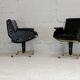 Pair of swivel armchairs, imitation leather and steel, Italy, circa 1960.