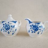 6 Digoin cups and saucers, sugar bowl and milk jug