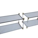 Set de 2 tables d'appoint en verre acrylique et laiton par Charles Hollis Jones, 1970s