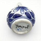 Ancien vase soliflore en porcelaine à décor floral bleu d’asie 18 cm