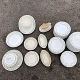 Large service 67 pieces creil and earthenware plates old dishes