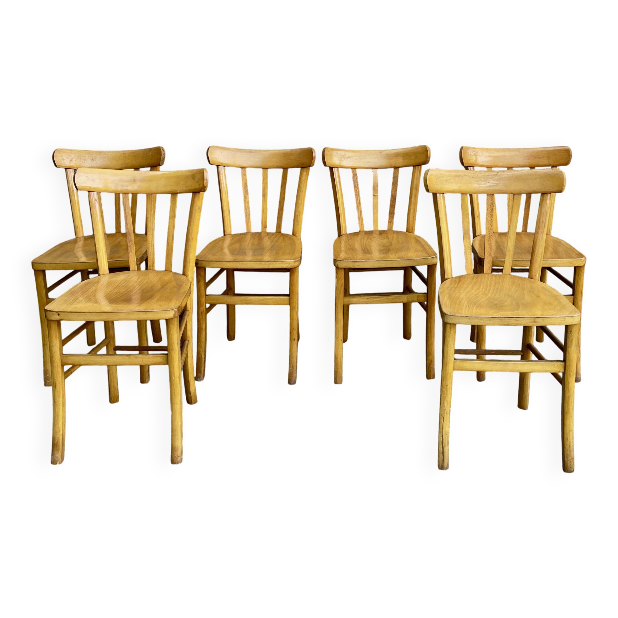 Set of 6 Luterma beech chairs, 1950.