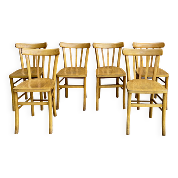 Set of 6 Luterma beech chairs, 1950.