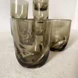 Smoked glass water glasses, 70s