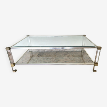 Pierre Vandel Paris glass and plexiglass coffee table