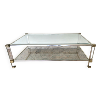 Pierre Vandel Paris glass and plexiglass coffee table