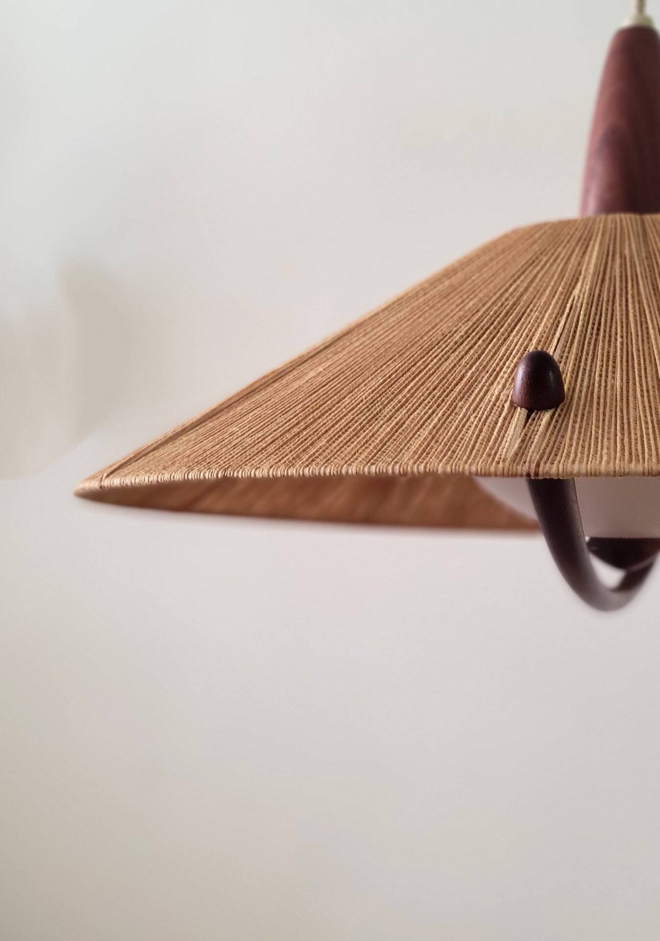Vintage sisal hanging lamp by Temde Leuchten, 1965