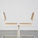 Lot de 4 chaises de salle à manger blanches au design vintage dans le style de Marcel Breuer avec assise en osier
