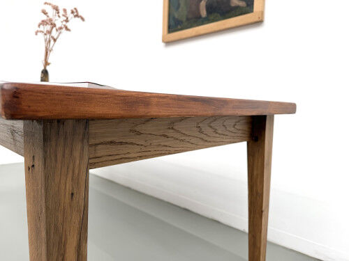 Oak dining table with tapered legs, 1970s.