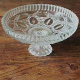 Cut glass goblet with a transparent stem.