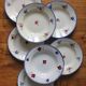 7 floral hollow plates "Mary Lou" Digoin Sarreguemines vintage