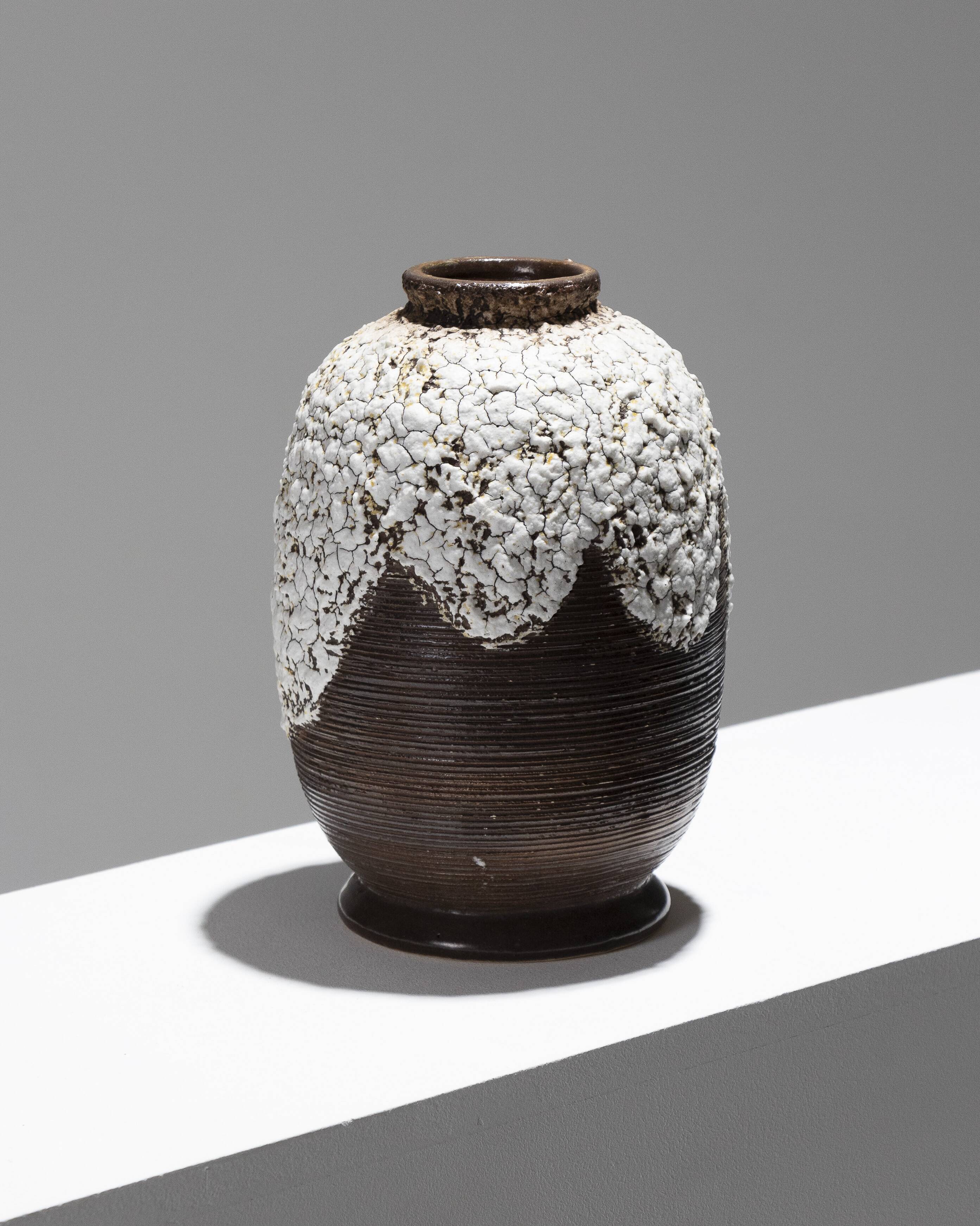 Stoneware vase with cracked decoration, louis-auguste dage, 1940s