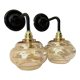 Pair of vintage sconces in electrified golden glass to nine