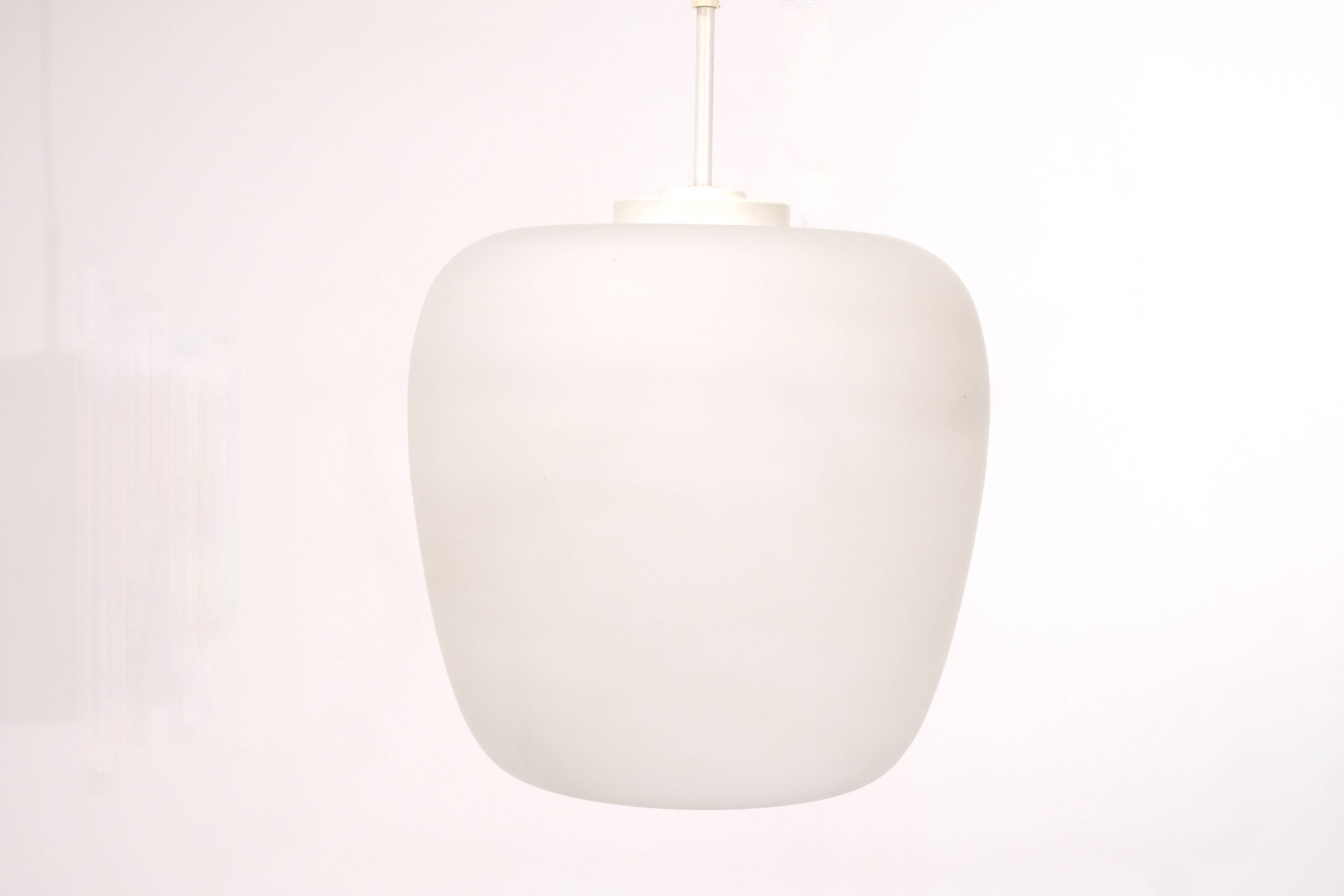 Large Scandinavian opaline pendant light - 1960s