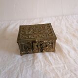 Old bronze jewelry box of nineteenth century high period.