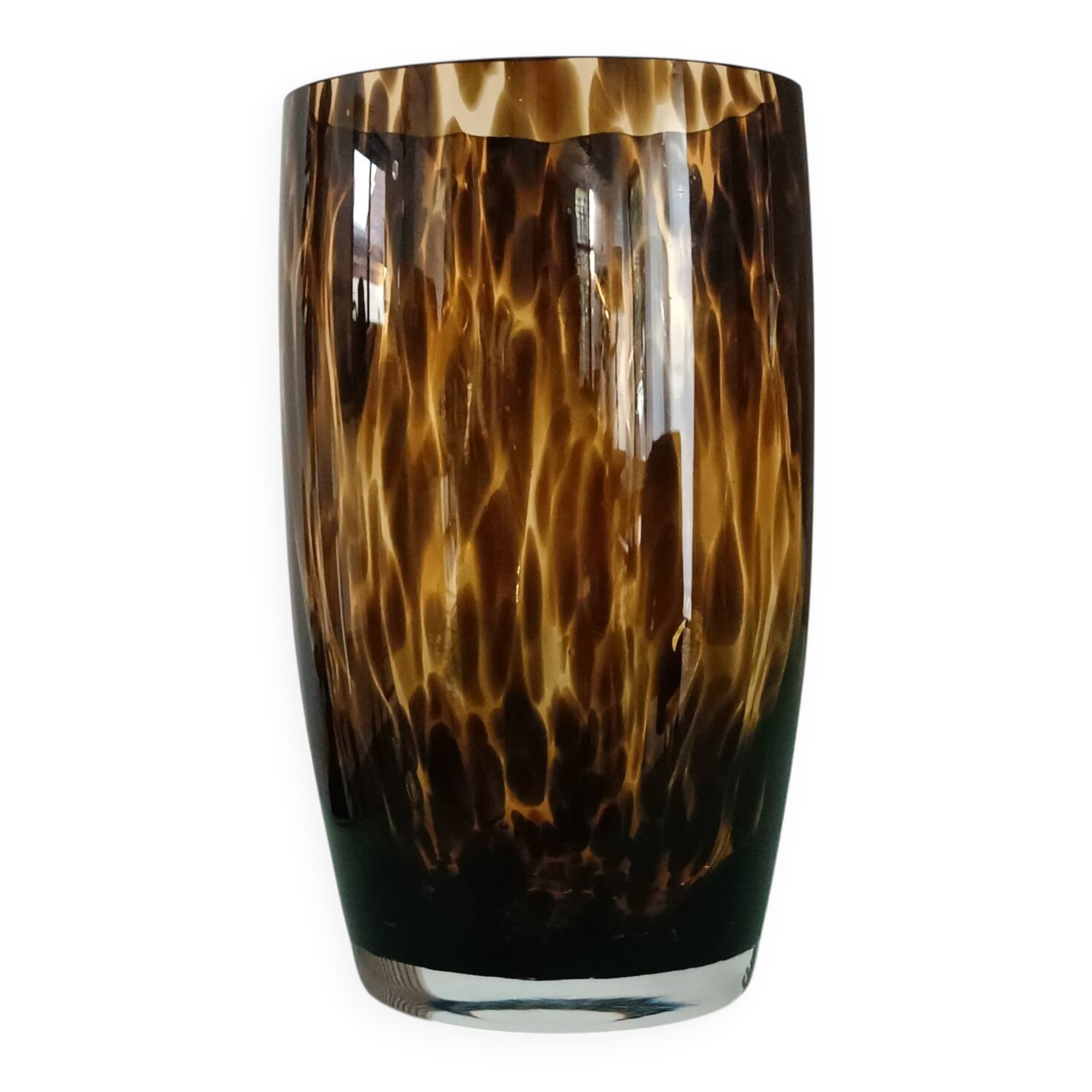 Vintage speckled amber and brown glass vase