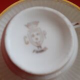 3 White cups, + gilded bordered saucers in CP France porcelain.
