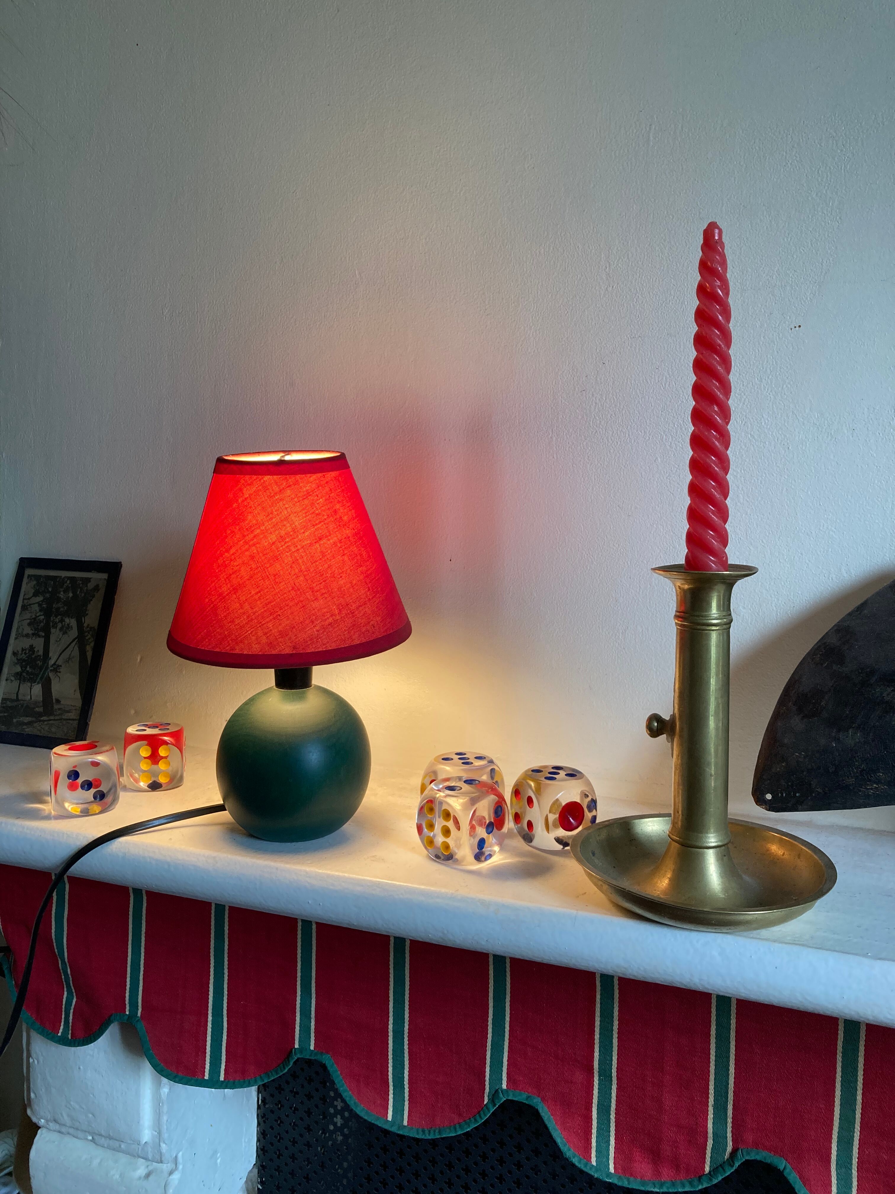 Lamp 80s in vintage green wood