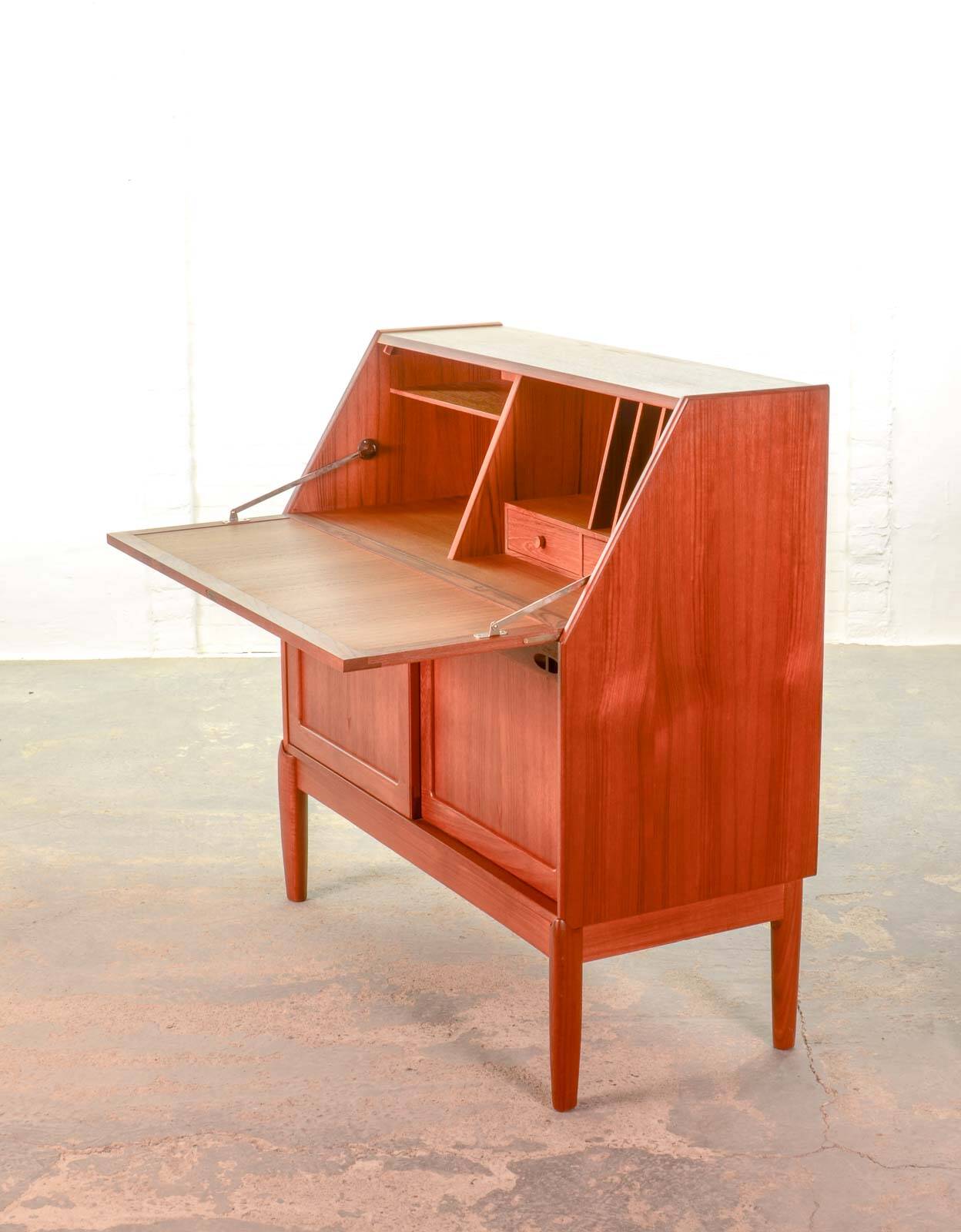 Danish Teak Writing Desk Cabinet by H.W. Klein for Bramin. Germany, 1960s