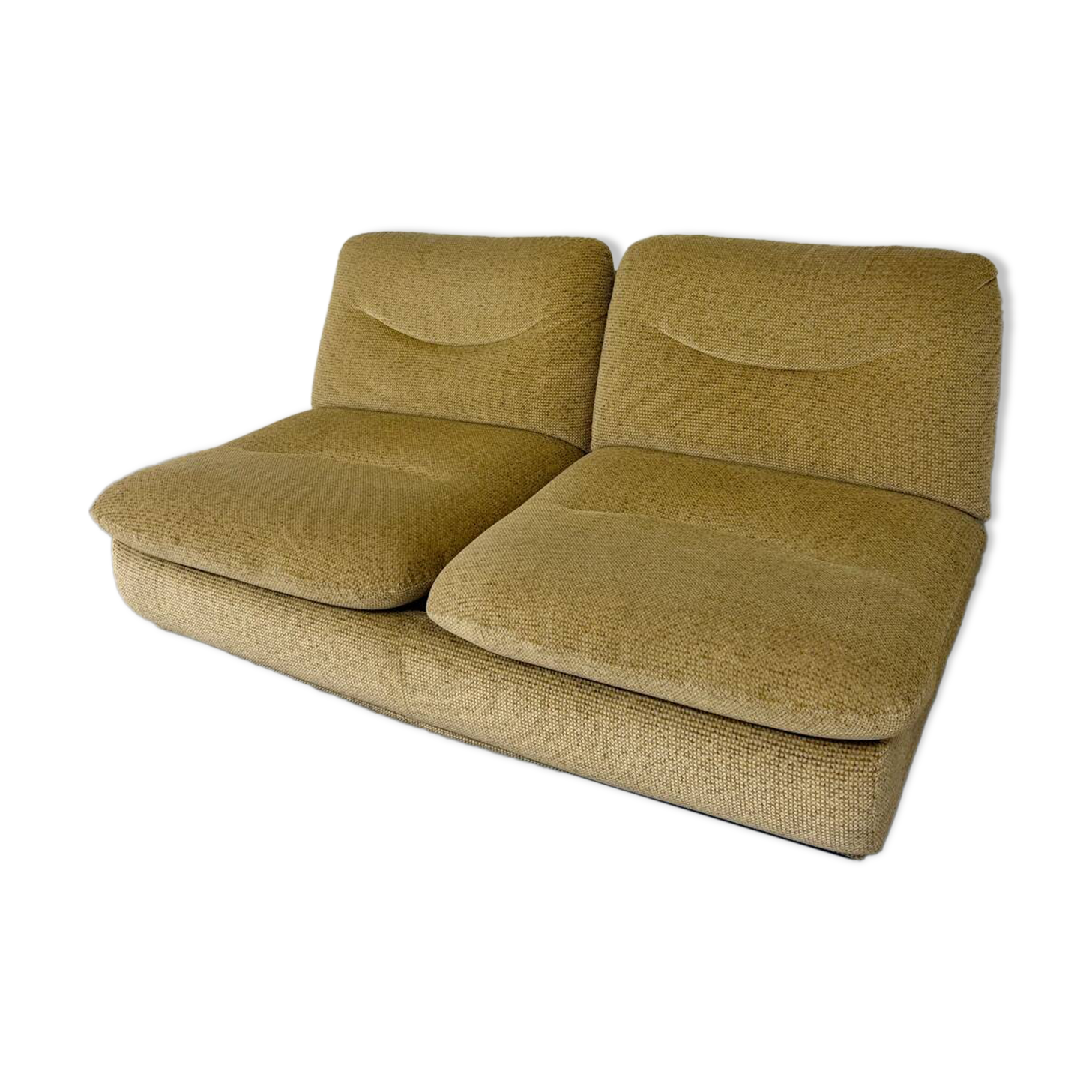 Ancien canapé 2 places convertible en velour design des années 70 vintage