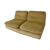 Ancien canapé 2 places convertible en velour design des années 70 vintage