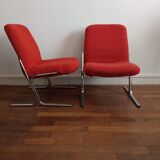 Armchairs 70s fabric and chrome