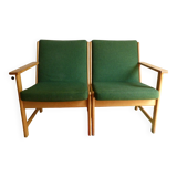 Set of 4 green Danish armchairs