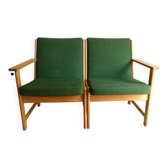 Set of 4 green Danish armchairs