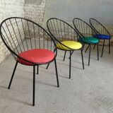 Set of 4 basket armchairs from the 1950s